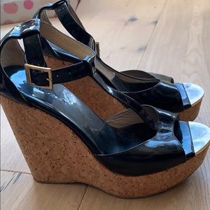 Jimmy Choo black patent leather platforms